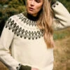 LTS Tall Ivory White & Green Fairisle Knitted Jumper -Evans Boutique 0c763312 b655 4c 356372 L4