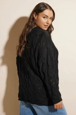 YOURS - Pull Noir En Maille Manches Longues -Evans Boutique 0c792484 0f77 41 280509 D