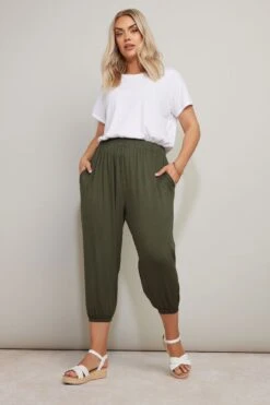 YOURS - Pantalon Fluide Ample Vert Kaki à Poches -Evans Boutique 0c94be41 4c4a 4a 144781 B