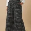 YOURS - Pantalon Wide Leg Noir Texturé à Pois