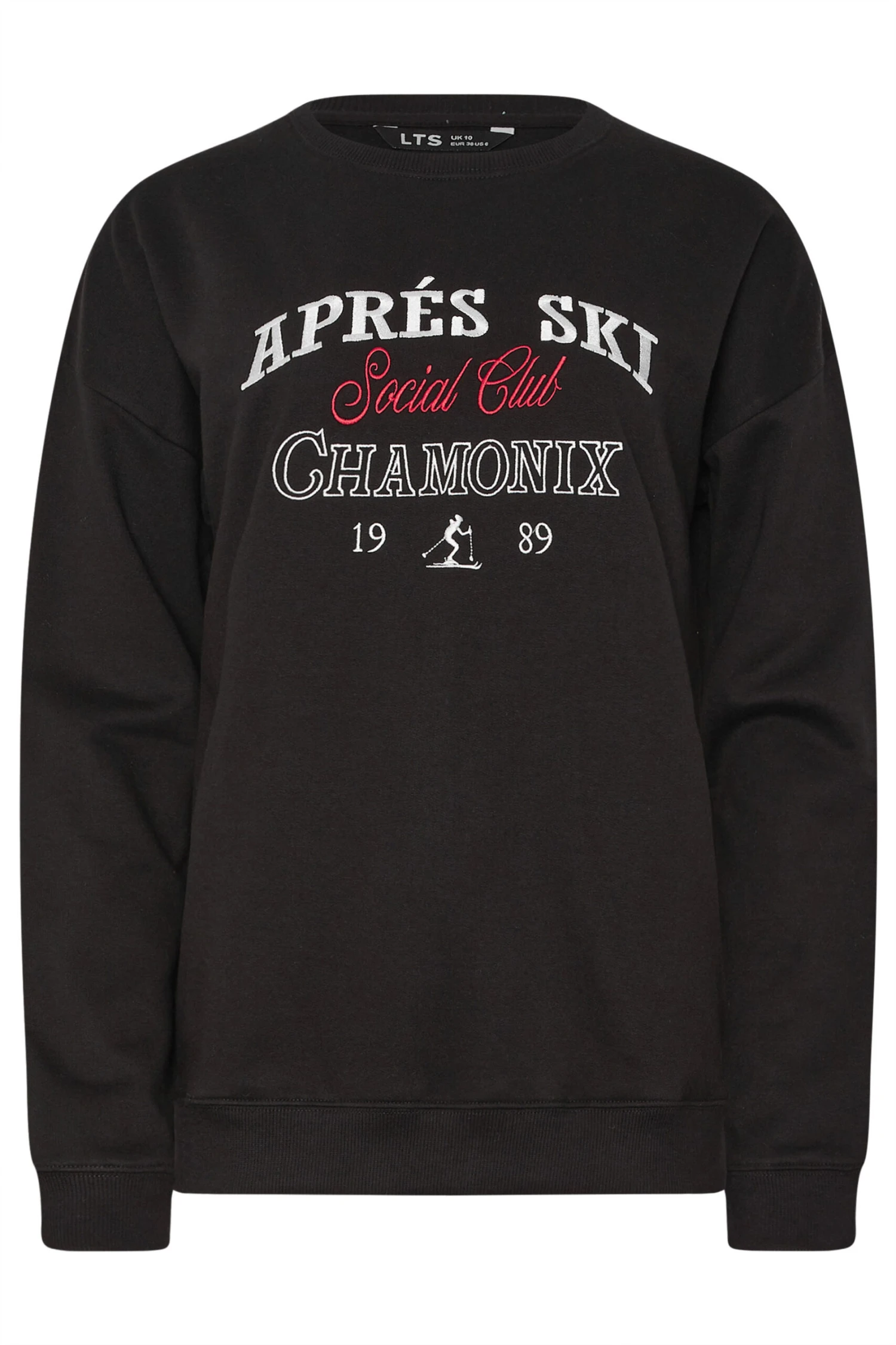 LTS Tall Black 'Apres Ski' Slogan Sweatshirt 8 LTS Tall Black 'Apres Ski' Slogan Sweatshirt – Image 6