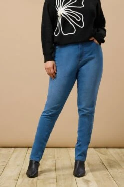 EVANS Curve Blue Midwash High Waisted Skinny Jeans 13 EVANS Curve Blue Midwash High Waisted Skinny Jeans -Evans Boutique 0cf0c73f 721e 41 604469 C