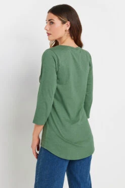 LTS Tall Khaki Green Henley Top 10 LTS Tall Khaki Green Henley Top -Evans Boutique 0de260fc a4fb 43 355205 D