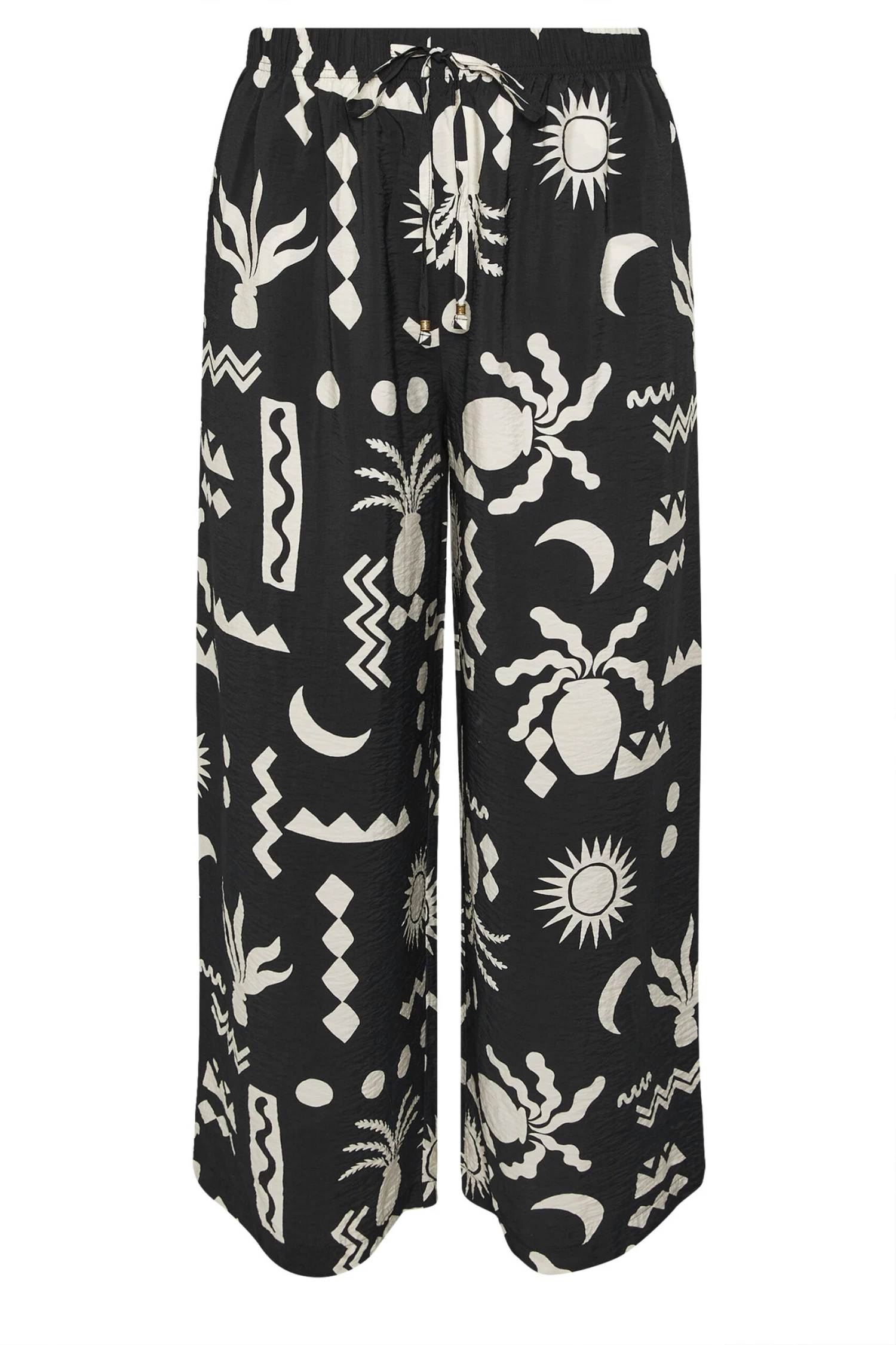 YOURS - Pantalon Wide Leg Noir Abstrait En Sergé 7 YOURS - Pantalon Wide Leg Noir Abstrait En Sergé – Image 5