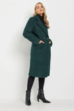 LTS Tall Forest Green Boucle Wrap Midi Coat 8 LTS Tall Forest Green Boucle Wrap Midi Coat -Evans Boutique 0e3d9777 492a 4c 354087 B