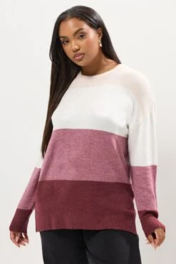 YOURS - Pull Blanc Dégradé Rose Manches Longues