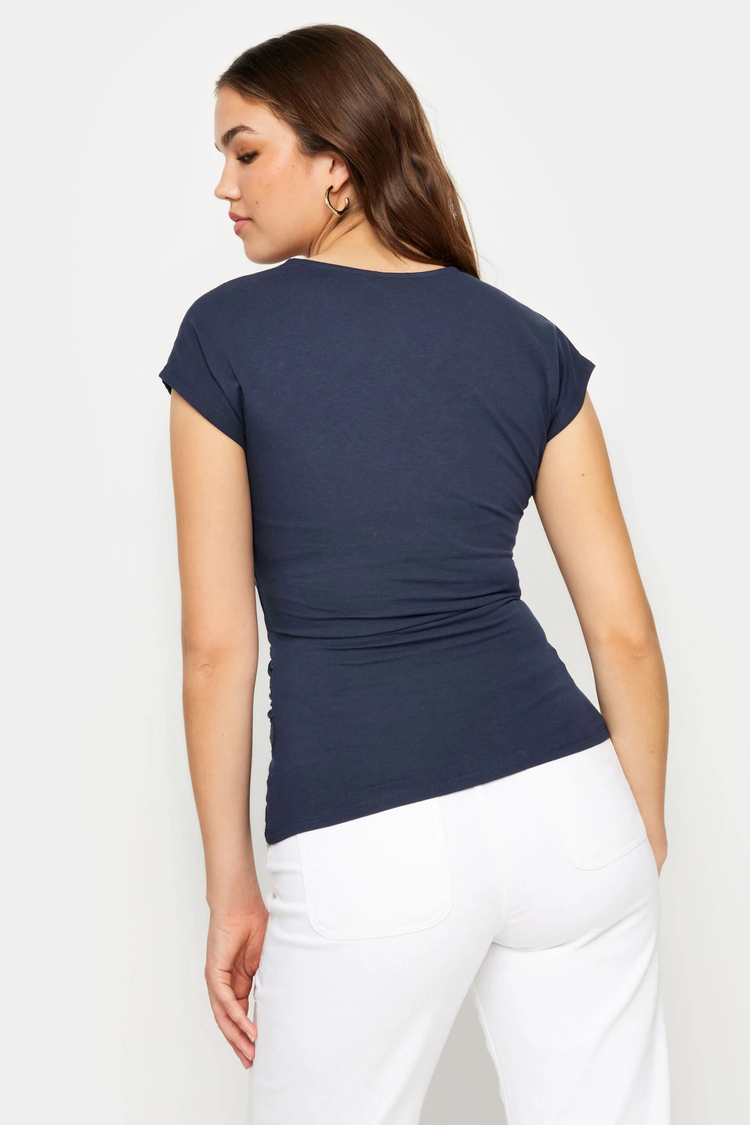 LTS Tall Navy Blue Short Sleeve Wrap Top 5 LTS Tall Navy Blue Short Sleeve Wrap Top – Image 3