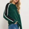LTS Tall Green Sleeve Stripe Knitted Jumper 2 LTS Tall Green Sleeve Stripe Knitted Jumper -Evans Boutique 0e62beab e6f2 45 356369 A