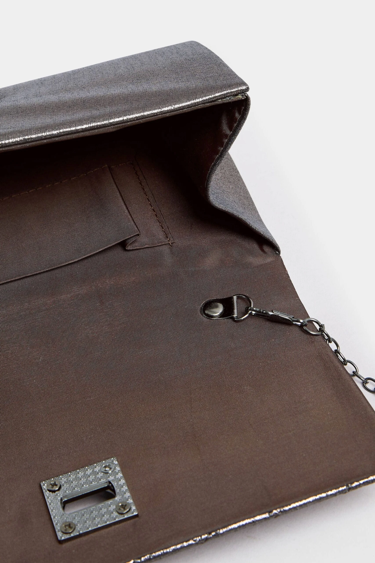 Silver Quilted Lock Detail Clutch Bag 7 Silver Quilted Lock Detail Clutch Bag – Image 5