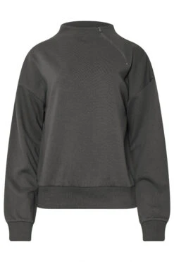 LTS Tall Charcoal Grey High Zip Neck Sweatshirt -Evans Boutique 0ea79177 2fc7 48 355292 X