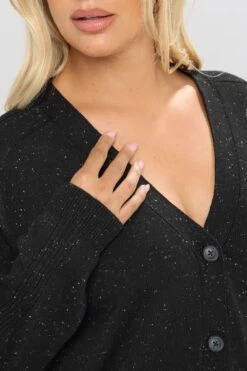 YOURS - Cardigan Noir Tâcheté Design Boutonné -Evans Boutique 0ed320c5 a0c5 46 280493 D