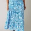 EVANS Curve Blue Tile Print Tiered Maxi Skirt 1 EVANS Curve Blue Tile Print Tiered Maxi Skirt -Evans Boutique 0f13dd60 c253 4e 615380 A