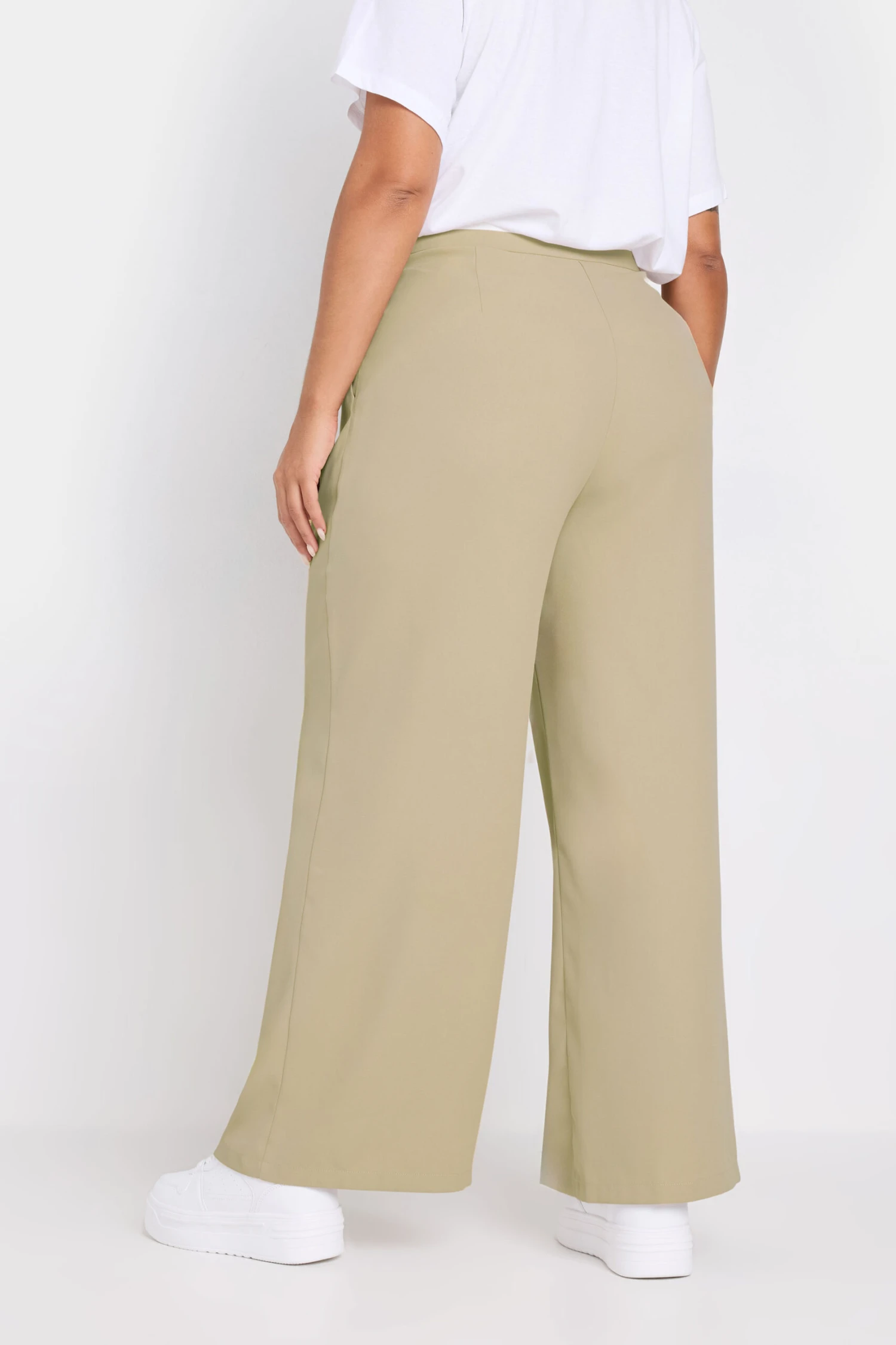 YOURS - Pantalon Wide Leg Beige Taille Contrastée 5 YOURS - Pantalon Wide Leg Beige Taille Contrastée – Image 3