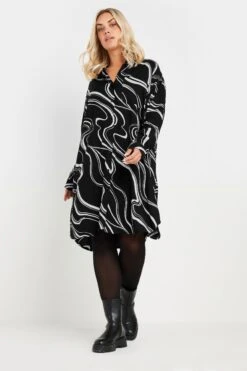 YOURS - Chemisier Long Noir & Blanc Tourbillons 14 YOURS - Chemisier Long Noir & Blanc Tourbillons -Evans Boutique 1003ce5f c43f 48 330594 C