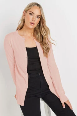 LTS Tall Blush Pink Button Down Knit Cardigan