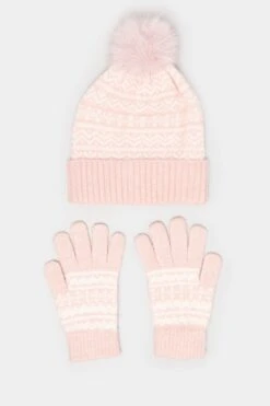 Ensemble Bonnet Et Gants à Pompon Fair Isle Rose 10 Ensemble Bonnet Et Gants à Pompon Fair Isle Rose -Evans Boutique 102f3b67 9193 49 246146 P2