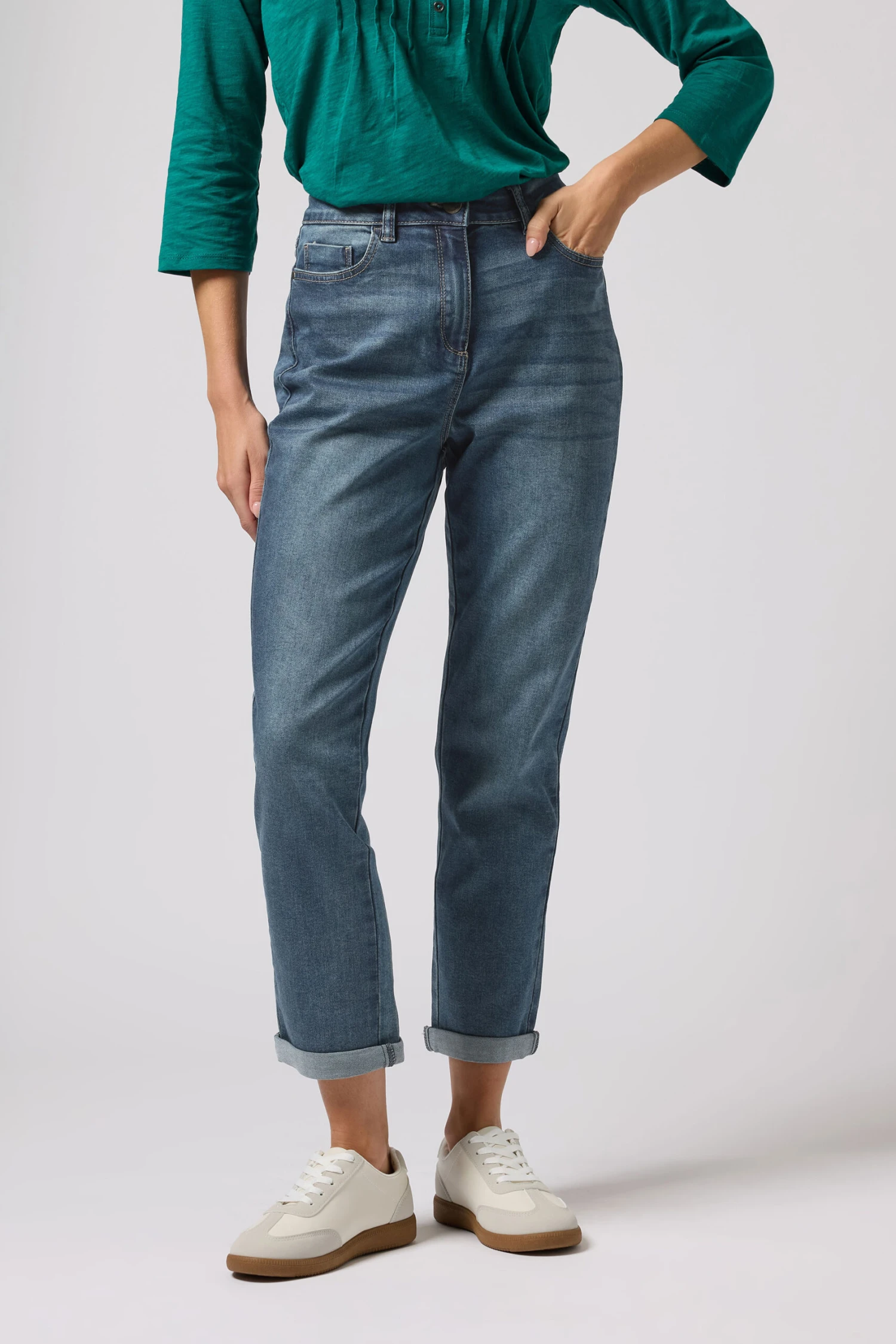 M&Co Blue Mid Wash Boyfriend Jeans 6 M&Co Blue Mid Wash Boyfriend Jeans – Image 4