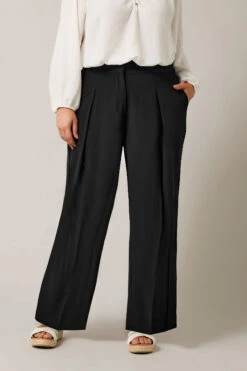 EVANS - Pantalon Classe Wide Leg Noir à Poches