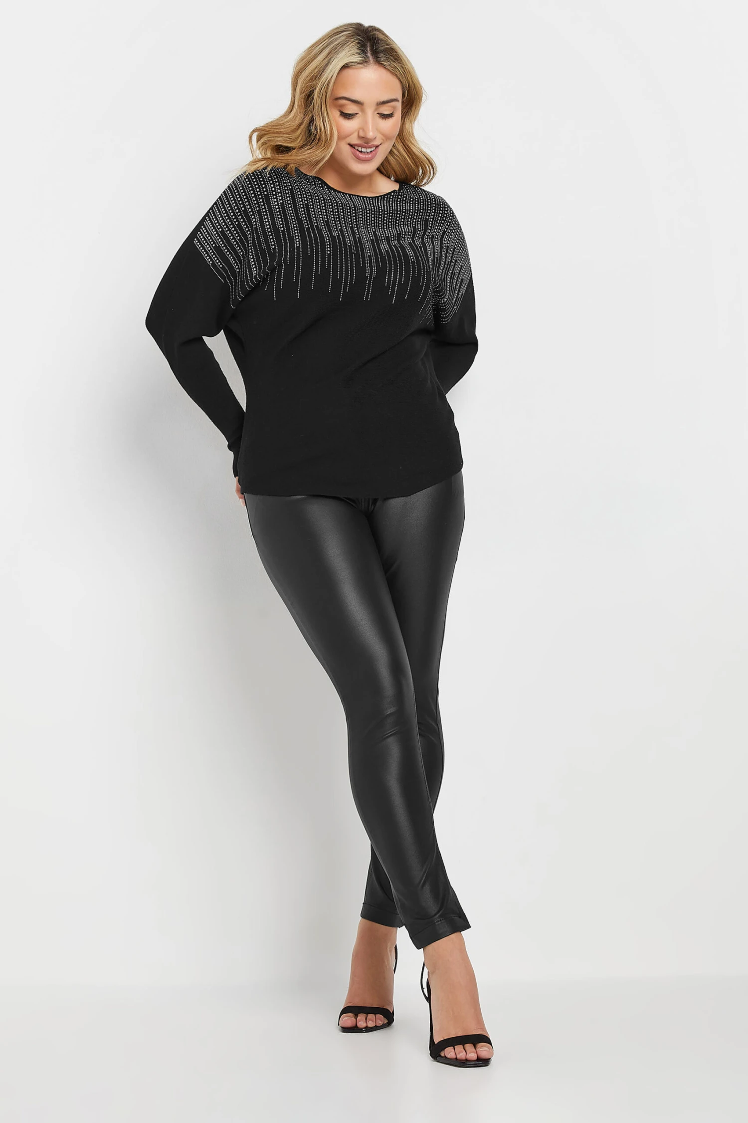 M&Co Black Stud Embellished Batwing Jumper 5 M&Co Black Stud Embellished Batwing Jumper – Image 3