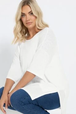 YOURS - Top Blanc Oversize Doublé En Jersey -Evans Boutique 10e1083f 42b9 4f 303433 D