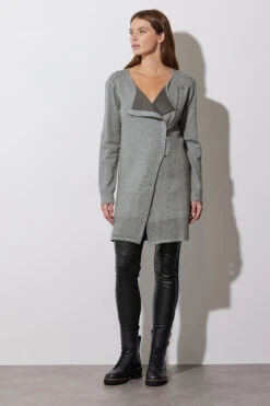 STAR Grey Eyelet Detail Zip Cardigan 13 STAR Grey Eyelet Detail Zip Cardigan -Evans Boutique 11800e52 4683 49 110610 B