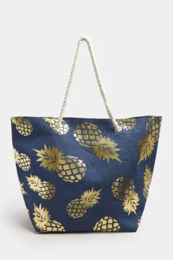 Navy Blue & Gold Pineapple Tote Bag -Evans Boutique 11875b15 a599 4b 246506 P1
