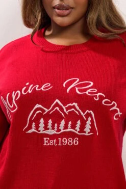 YOURS Curve Pull Tricoté Rouge « Alpine Resort » -Evans Boutique 11bae62d 0c4e 4d 280715 E