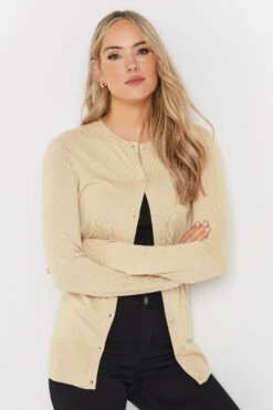 LTS Tall Natural Brown Button Down Knit Cardigan -Evans Boutique 12a894b1 db89 44 355200 A