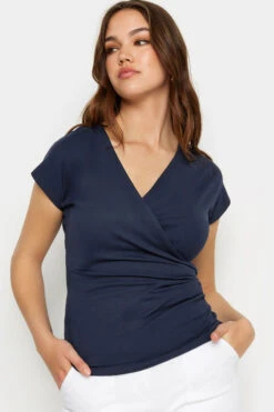 LTS Tall Navy Blue Short Sleeve Wrap Top 10 LTS Tall Navy Blue Short Sleeve Wrap Top -Evans Boutique 12bd7efb 49c1 4f 353185 D