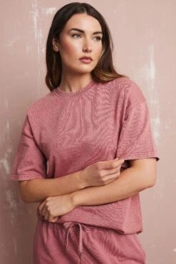 LTS Tall Pink Acid Wash Short Sleeve Sweat T-Shirt -Evans Boutique 12e5cd51 913b 42 355661 D