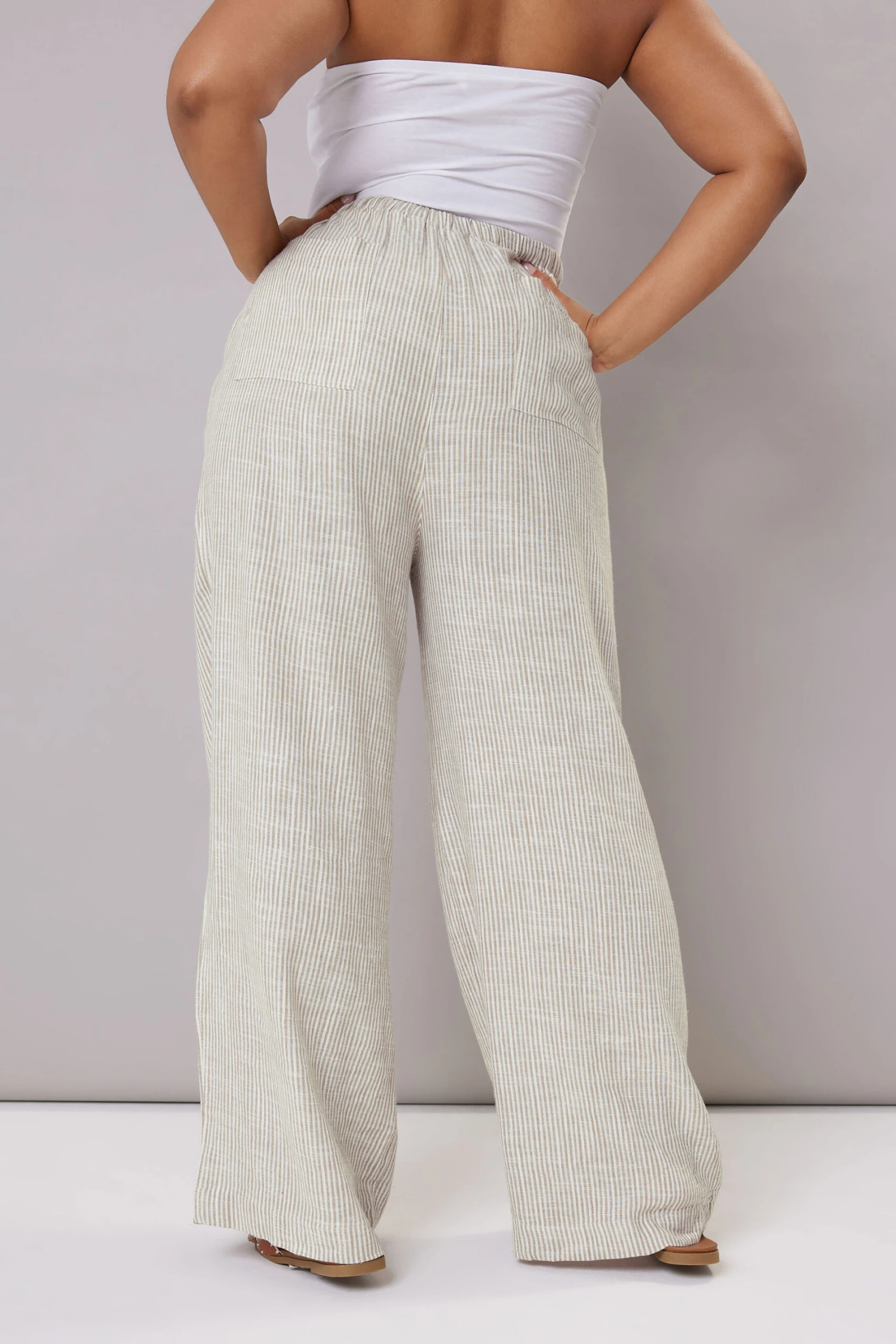 YOURS - Pantalon Blanc à Rayures Plissé En Lin 7 YOURS - Pantalon Blanc à Rayures Plissé En Lin – Image 5