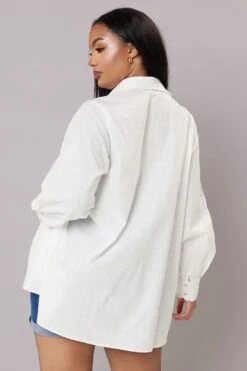 YOURS - Chemisier Oversize Blanc à Manches Longues -Evans Boutique 13184790 67b8 4b 330650 C