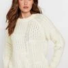 LTS Tall Ivory White Patchwork Cable Knit Jumper 2 LTS Tall Ivory White Patchwork Cable Knit Jumper -Evans Boutique 133e3528 7e04 48 353886 A