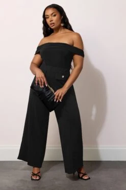 YOURS LONDON - Pantalon Wide Leg Noir à Poches