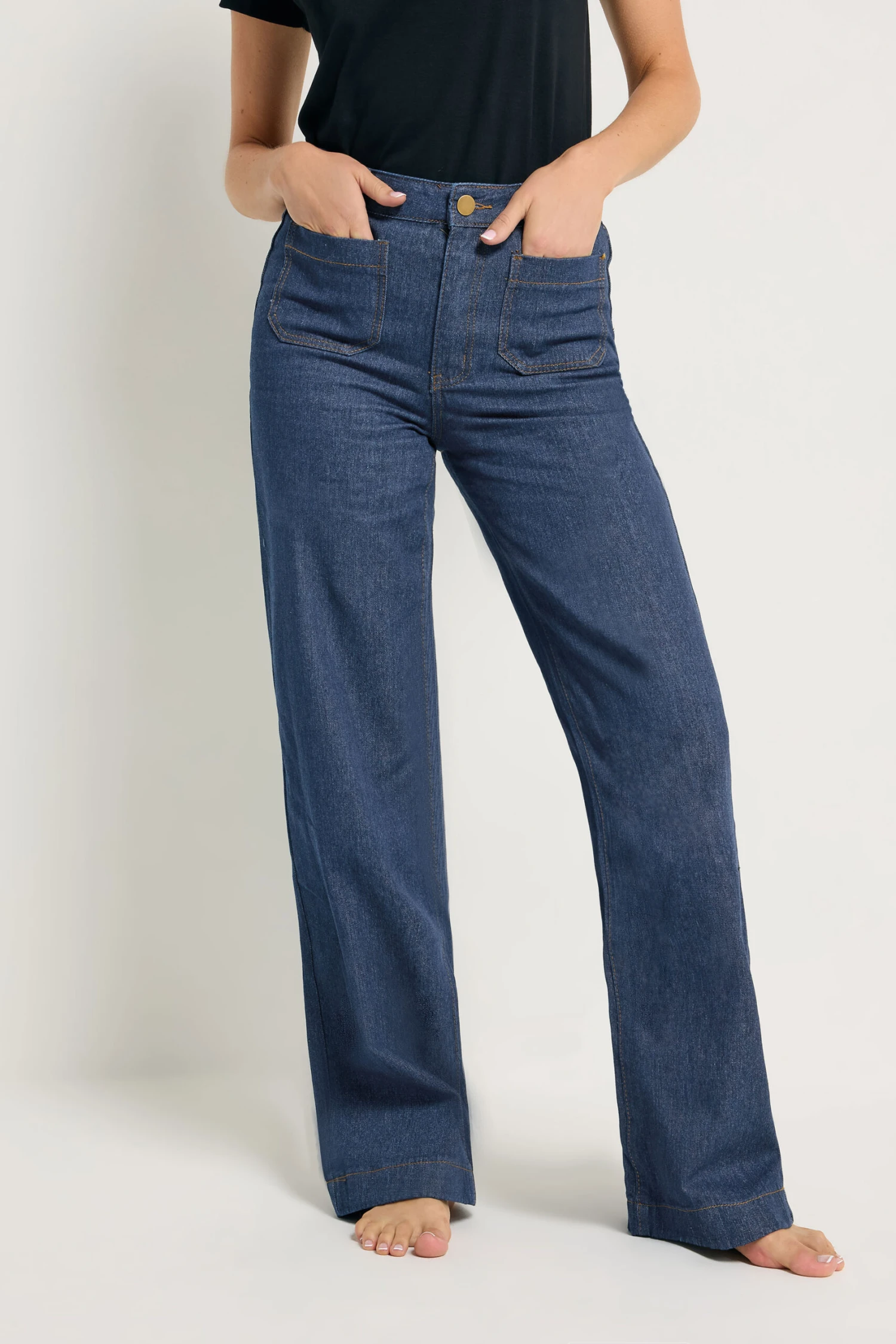 LTS Tall Indigo Blue Pocket Detail Wide Leg Jeans 5 LTS Tall Indigo Blue Pocket Detail Wide Leg Jeans – Image 3