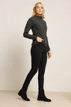 LTS Tall Charcoal Grey Knit Funnel Top 8 LTS Tall Charcoal Grey Knit Funnel Top -Evans Boutique 1405d568 6e36 4f 356933 B