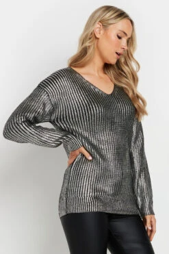 LTS Tall Black Foil Jumper -Evans Boutique 1430ccb0 5627 42 354993 A
