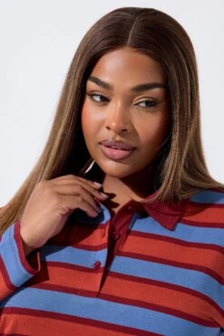 LIMITED COLLECTION Robe Longue à Col à Rayures Rouges 10 LIMITED COLLECTION Robe Longue à Col à Rayures Rouges -Evans Boutique 145a4537 666c 4c 216852 D