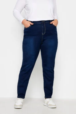 Evans Dark Blue Stitch Detail Skinny Jeans