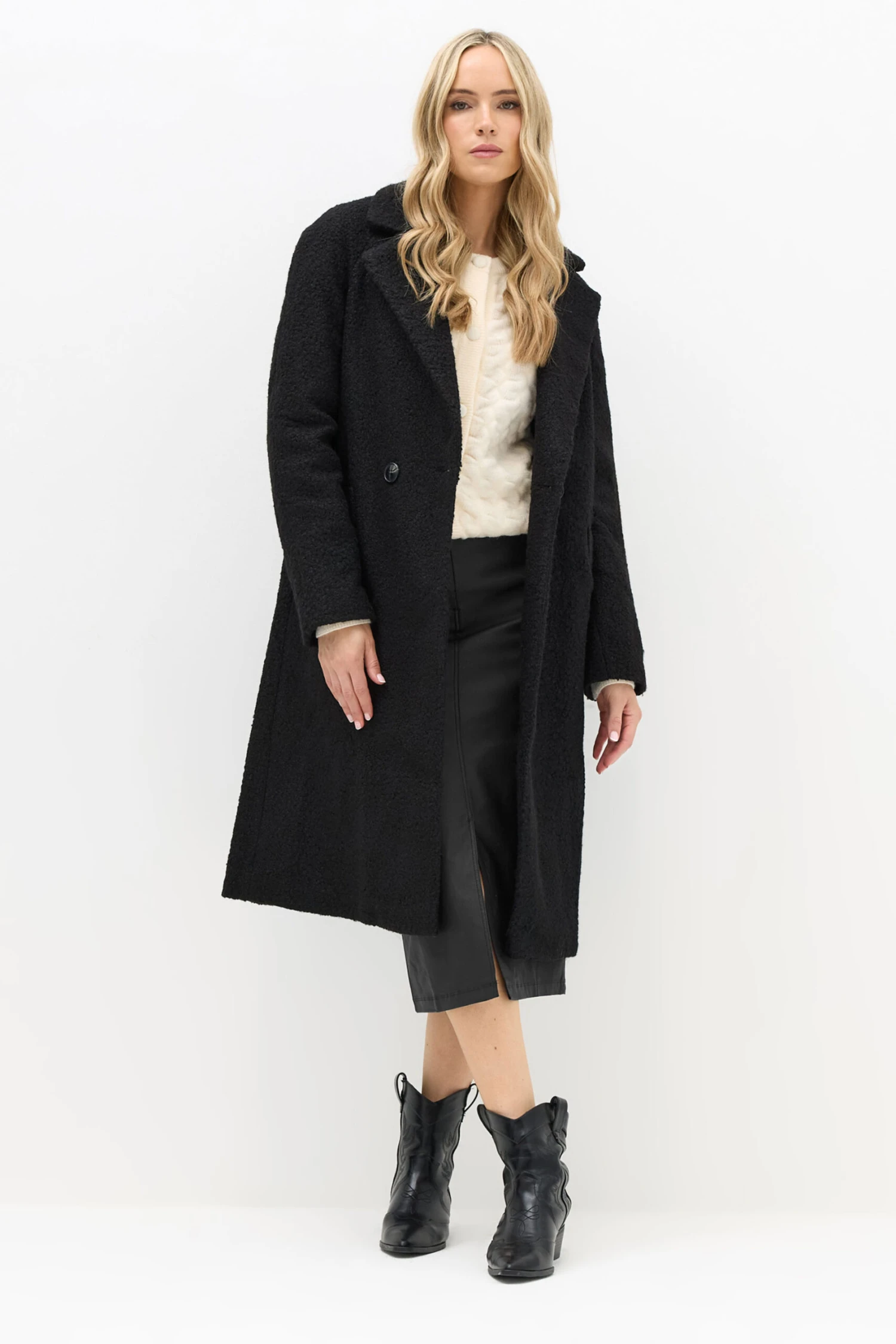 LTS Tall Black Coated Front Slit Skirt 7 LTS Tall Black Coated Front Slit Skirt – Image 5