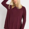 YOURS - Top Bordeaux Nervuré Manches Longues -Evans Boutique 150413d0 d49b 4d 322303 A