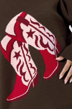 LIMITED COLLECTION Pull En Tricot Marron Style Bottes De Cowboy -Evans Boutique 1582ac85 f59a 49 216876 D