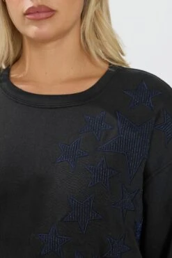 YOURS Curve Sweat-shirt Brodé étoile Métallisée Noir 10 YOURS Curve Sweat-shirt Brodé étoile Métallisée Noir -Evans Boutique 15c46d59 484c 44 304437 D