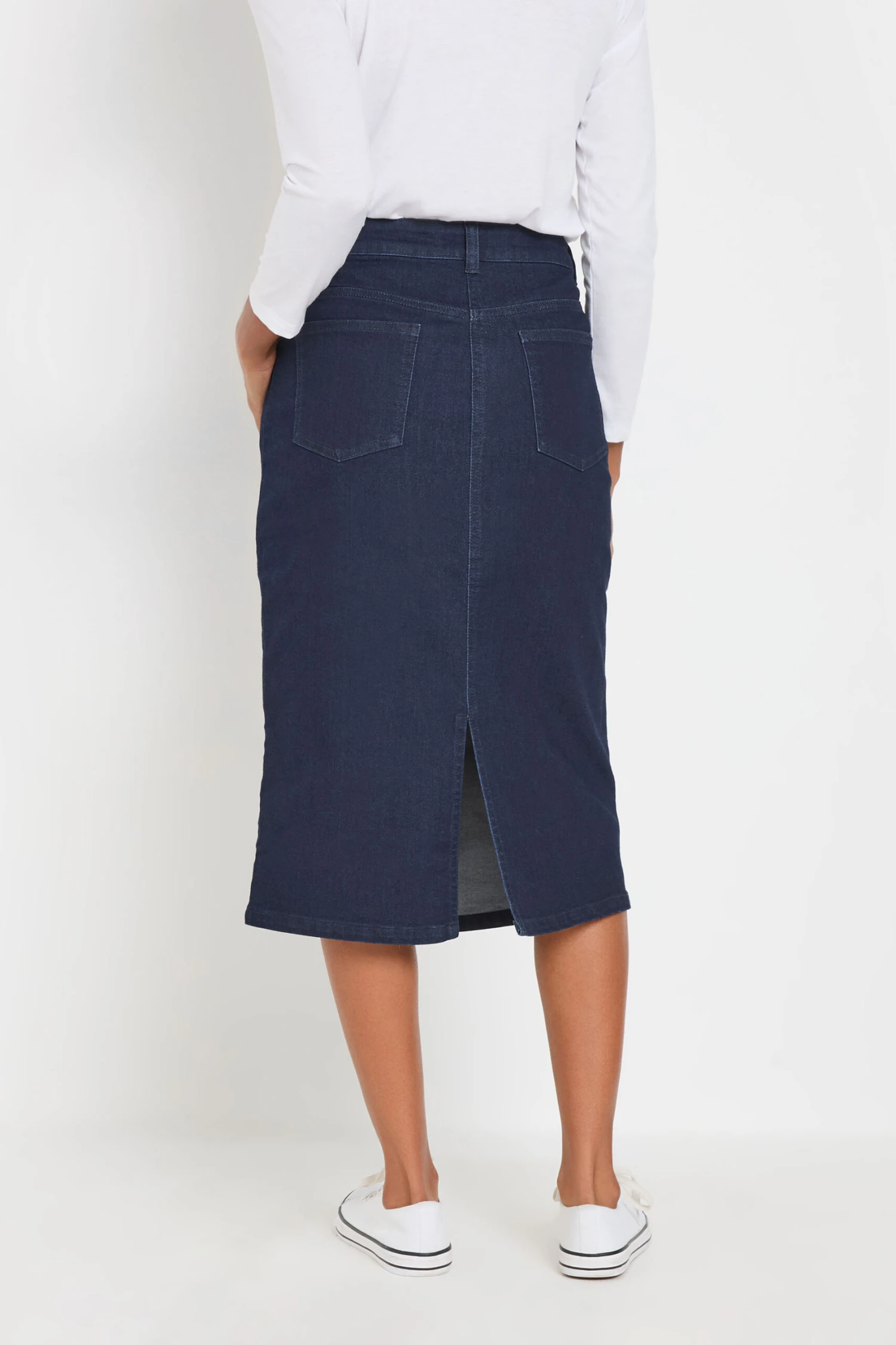 M&Co Indigo Blue Midi Denim Skirt 6 M&Co Indigo Blue Midi Denim Skirt – Image 4