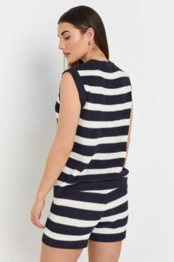 LTS Tall Navy Blue Knitted Stripe Sleeveless Jumper 9 LTS Tall Navy Blue Knitted Stripe Sleeveless Jumper -Evans Boutique 1609c64b 21ac 49 355579 C