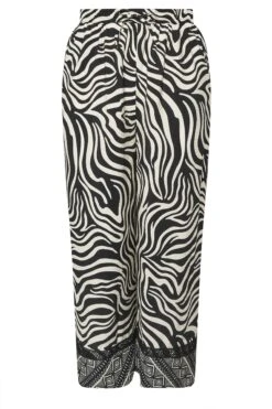 YOURS - Pantalon Wide Leg Noir & Blanc Zébré -Evans Boutique 160aa387 eae6 48 310024 X