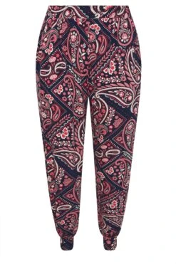 YOURS - Pantalon Sarouel Bleu Marine & Rose Paisley -Evans Boutique 165c924e 11c2 4e 310144 X