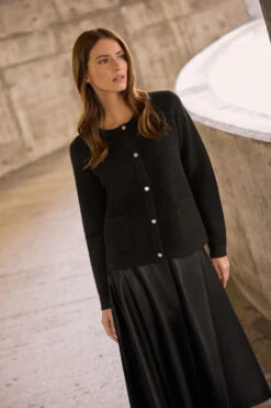 M&Co Black Button Through Knit Cardigan