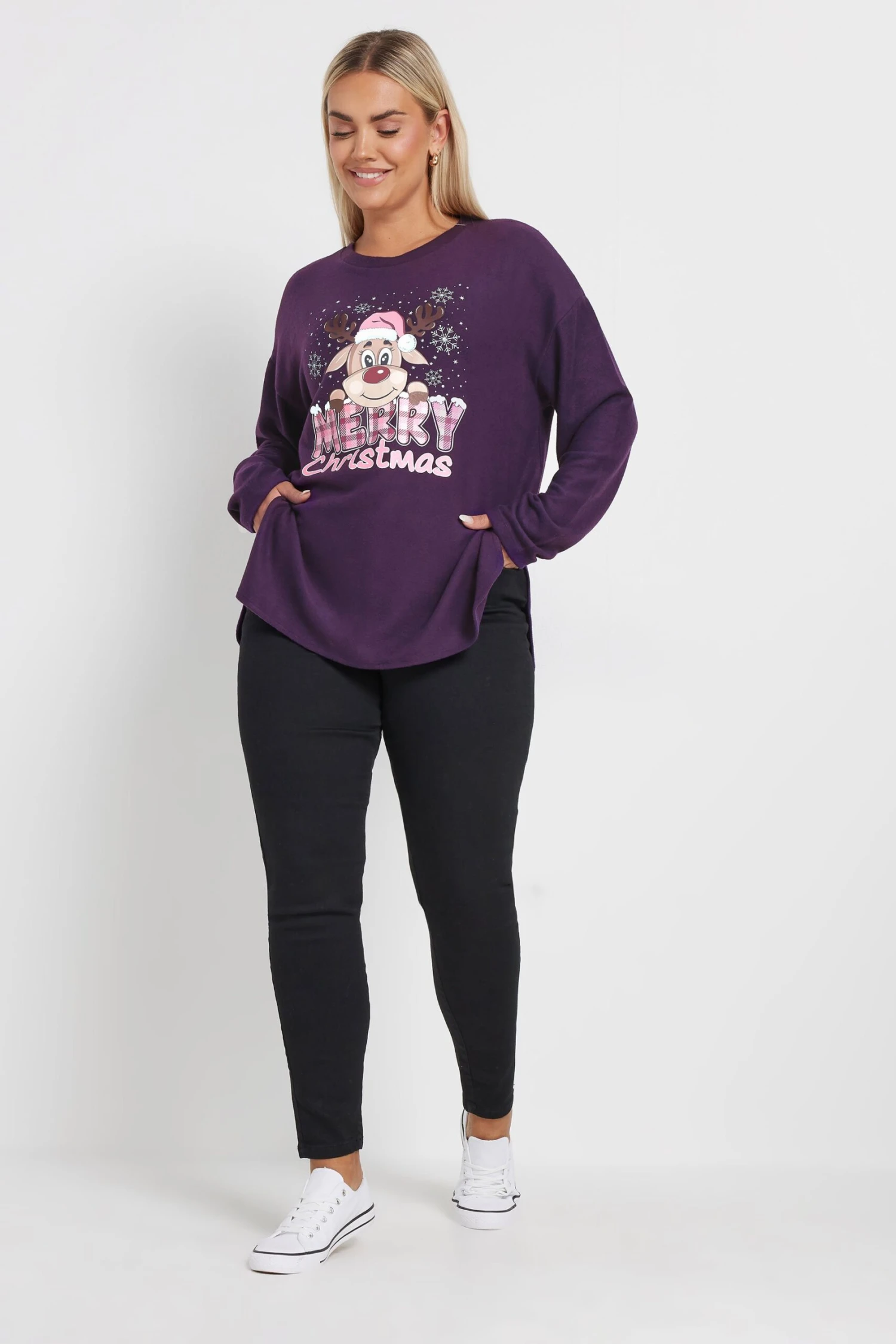 YOURS - Sweatshirt Violet 'Merry Christmas' Renne De Noël 4 YOURS - Sweatshirt Violet 'Merry Christmas' Renne De Noël – Image 2
