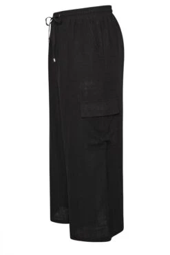 YOURS - Pantalon Wide Leg Cargo Noir En Lin 13 YOURS - Pantalon Wide Leg Cargo Noir En Lin -Evans Boutique 174fa871 e330 4b 310030 Z